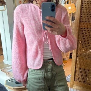 Sézane Gilet Marie Mohair Cardigan in Rose Dragée / NWT / XXS